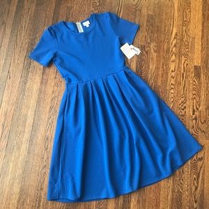 NWT LuLaRoe Amelia Dress in Royal Blue Silver